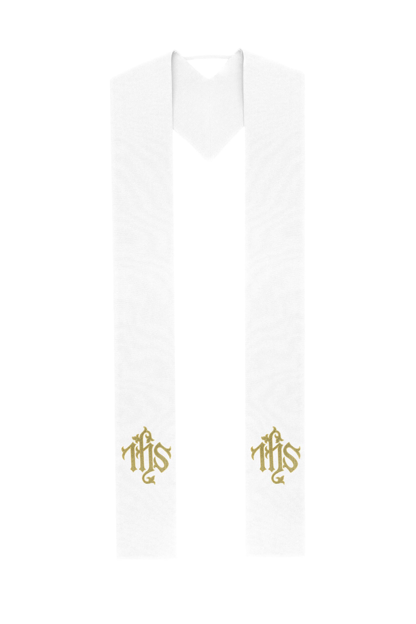 White Stole with IHS Monogram Embroidery