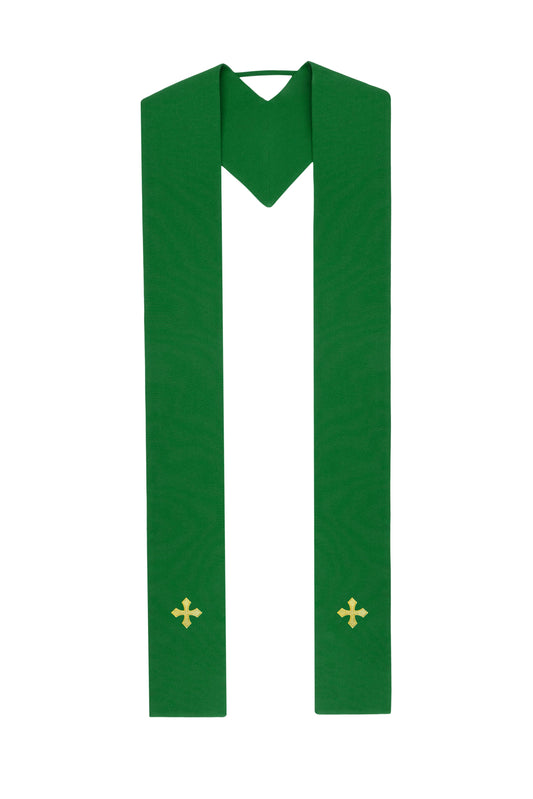 Green Stole with Gold Crosses