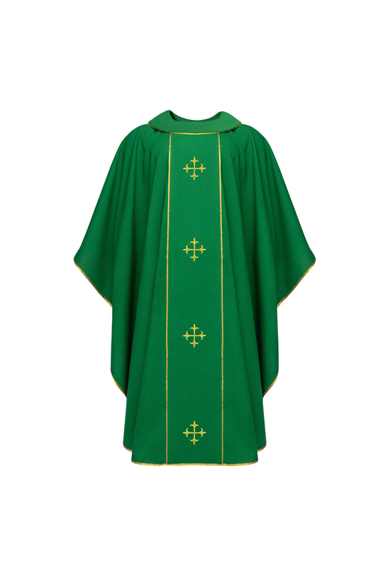 Green Chasuble with Ornate Gold Crosses