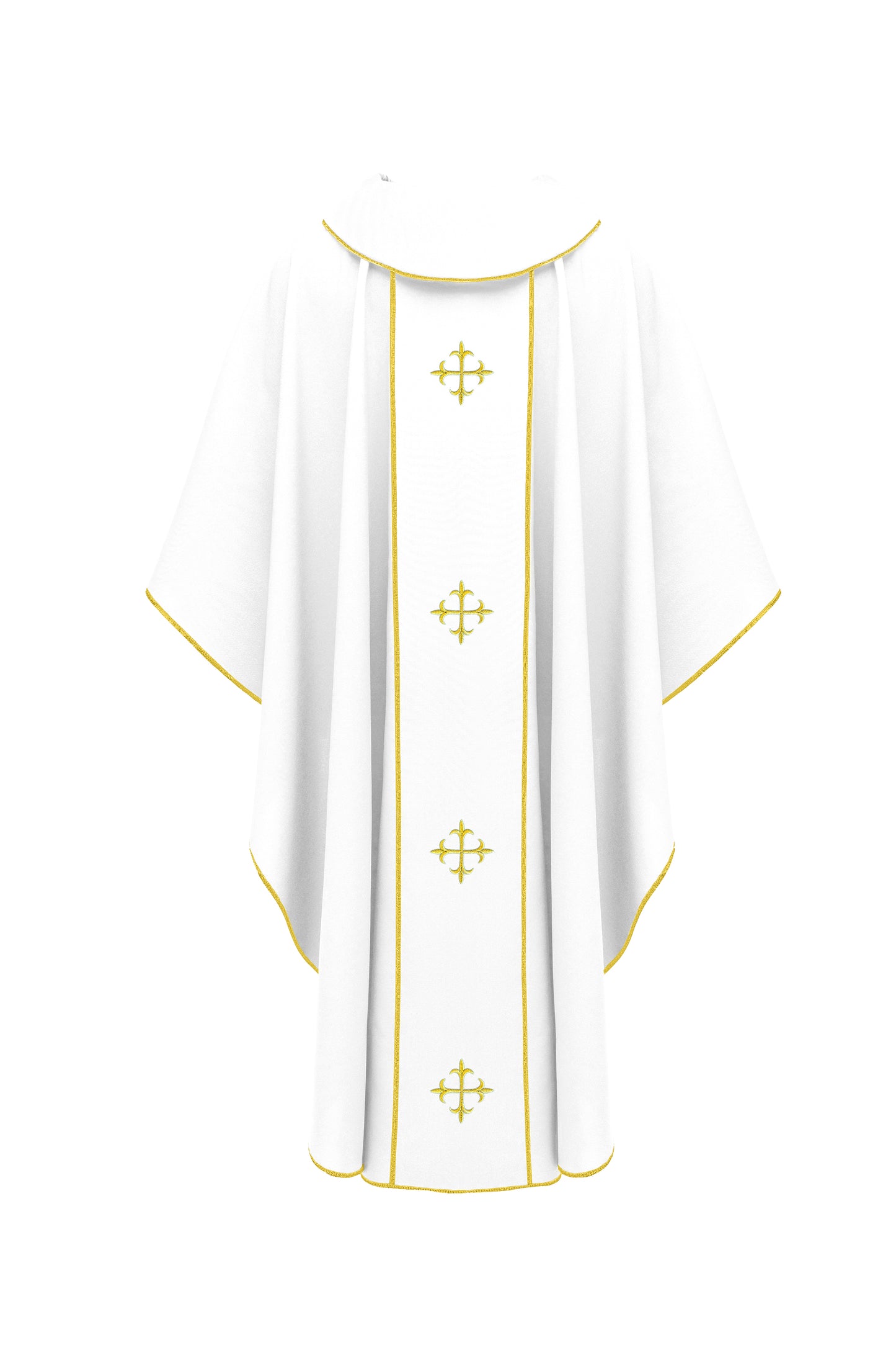 White Chasuble with Ornate Gold Crosses