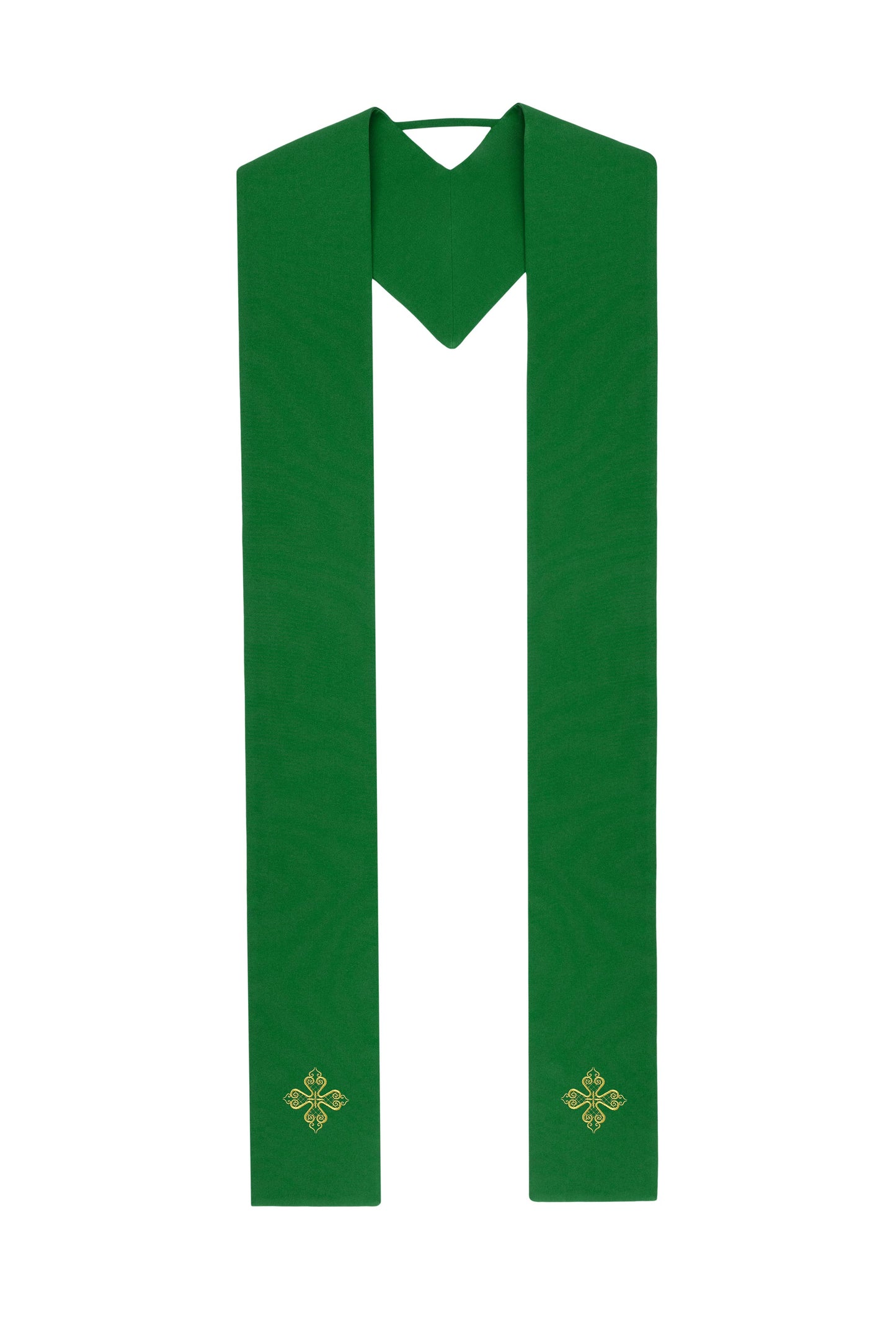 Green Stole with Gold Crosses