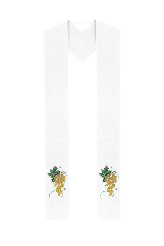 White Stole with Grapes and Leaves