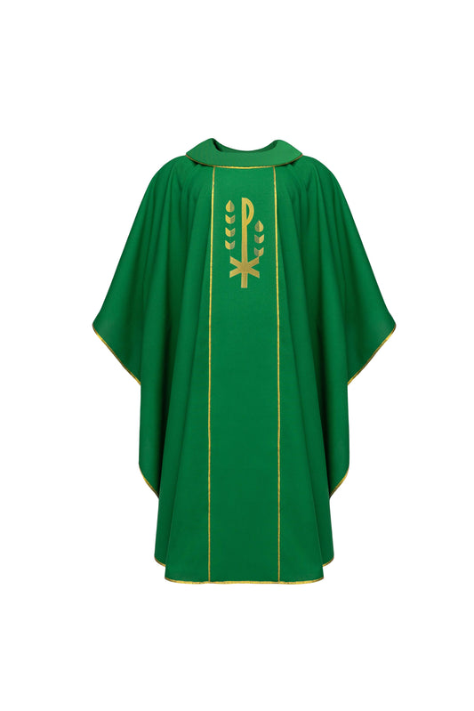 Green Chasuble with Gold Chi-Rho