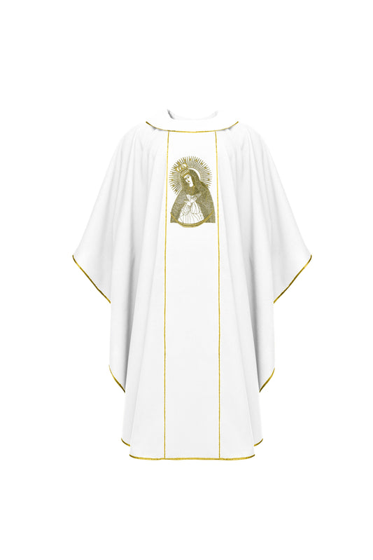 White Chasuble with Marian Embroidery