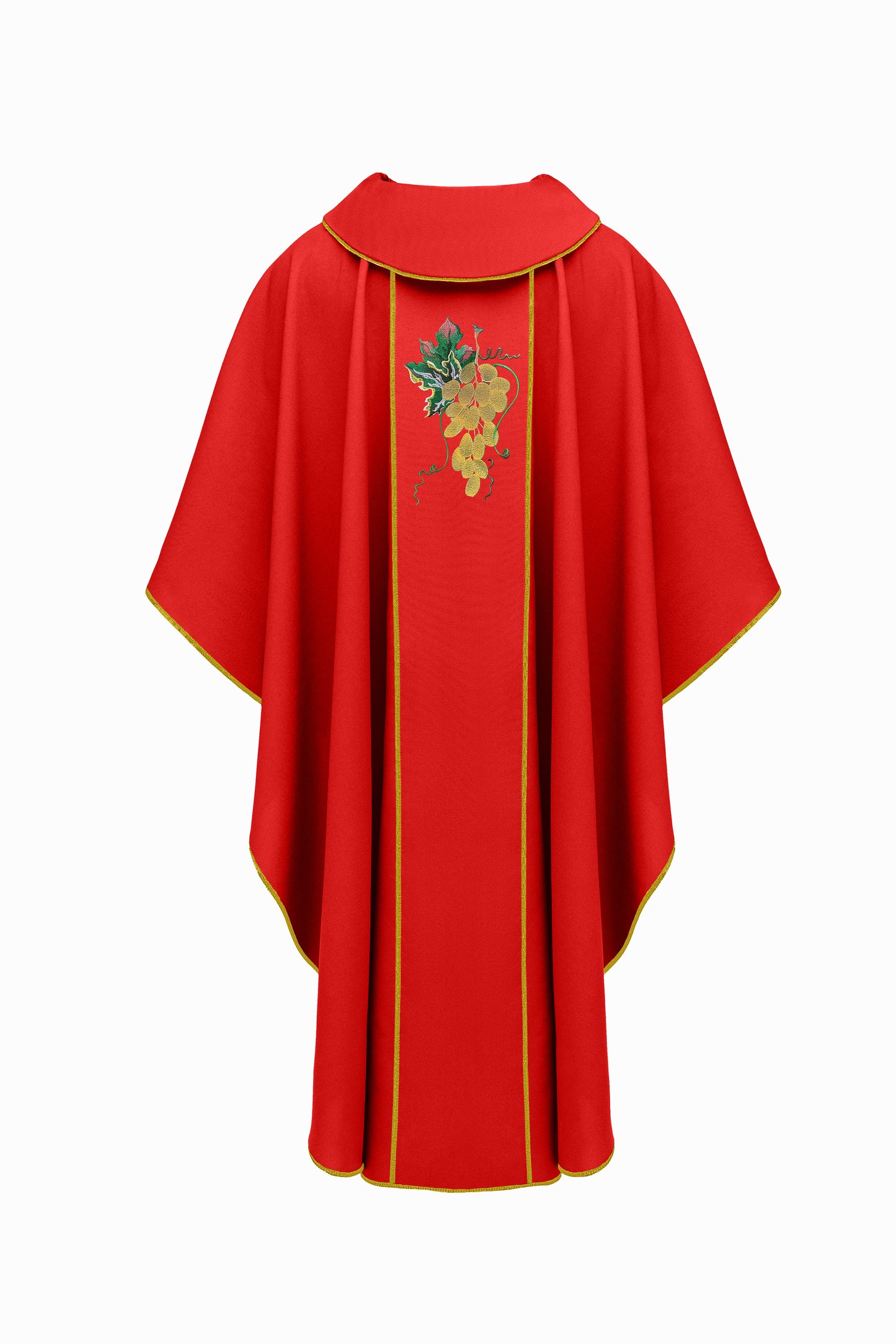 Red Chasuble with Vine Embroidery