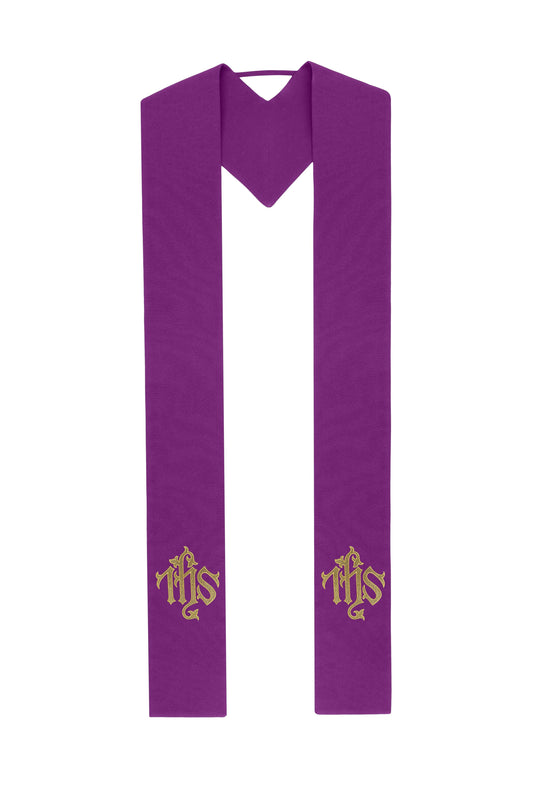 Purple Stole with IHS Monogram Embroidery