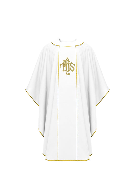 White Chasuble with IHS Embroidery