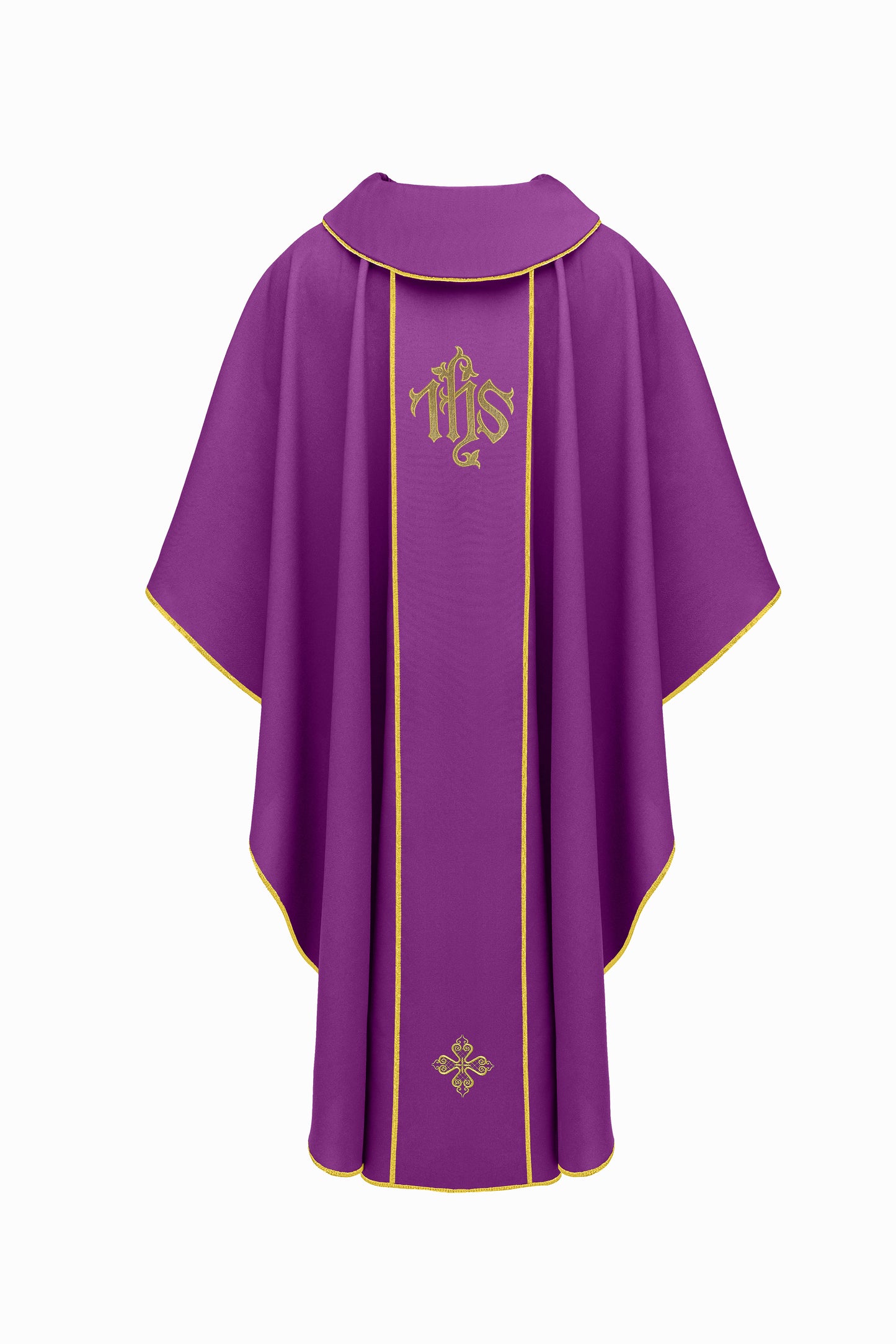 Purple Chasuble with IHS and Cross Embroidery