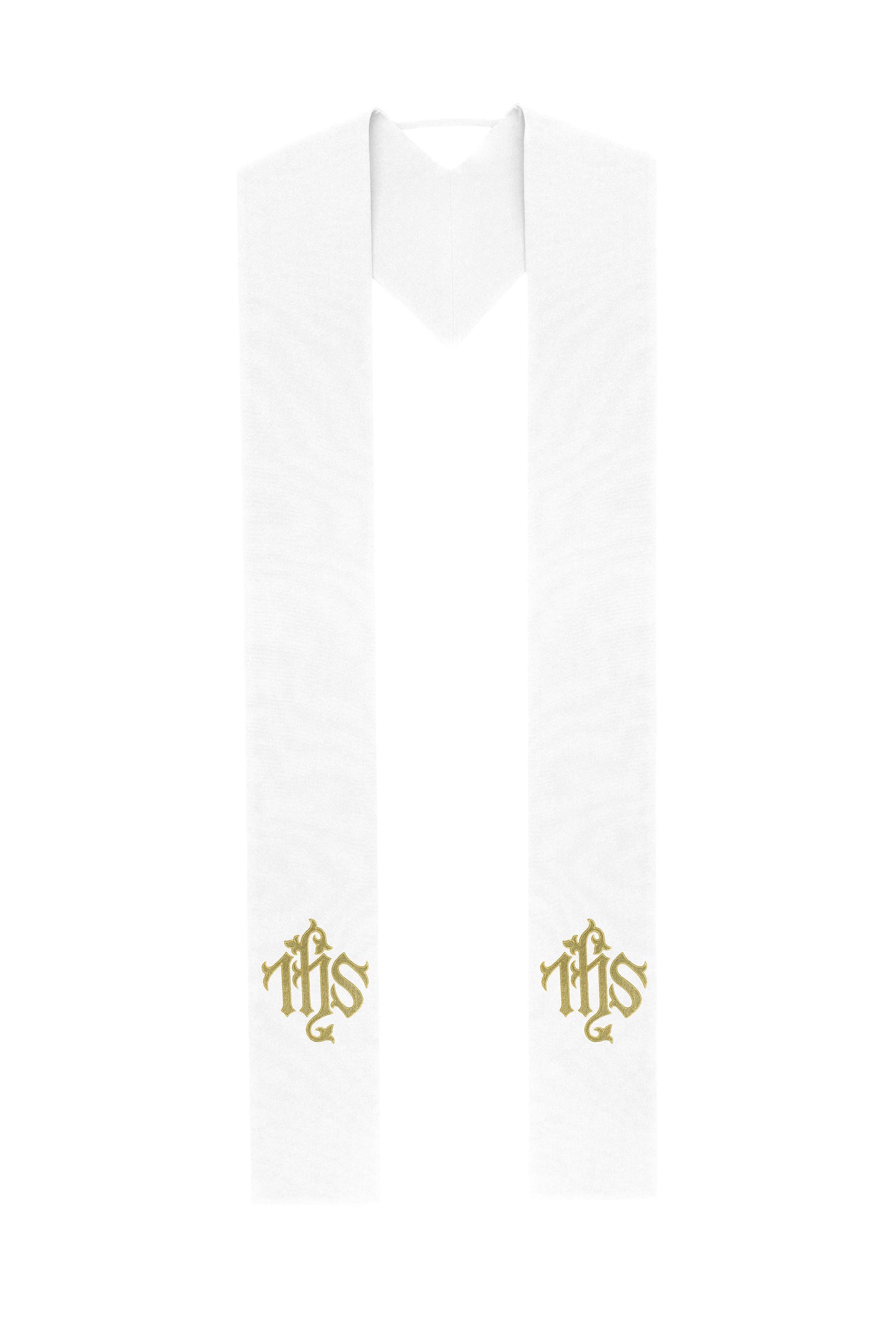 White Stole with IHS Monogram Embroidery