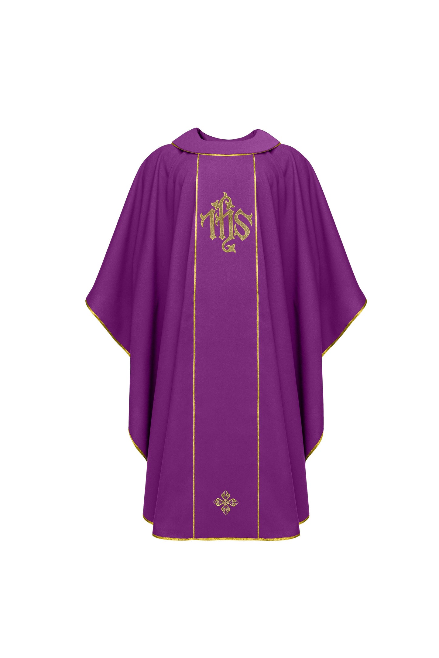 Purple Chasuble with IHS and Cross Embroidery