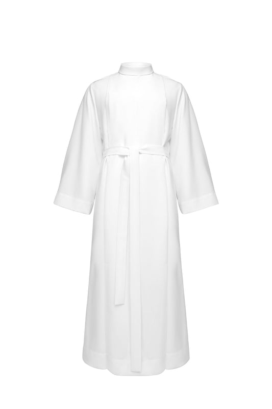 Premium White Clergy Alb With White Belt