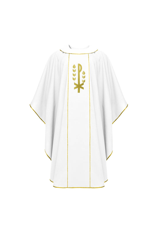 White Chasuble with Gold Chi-Rho